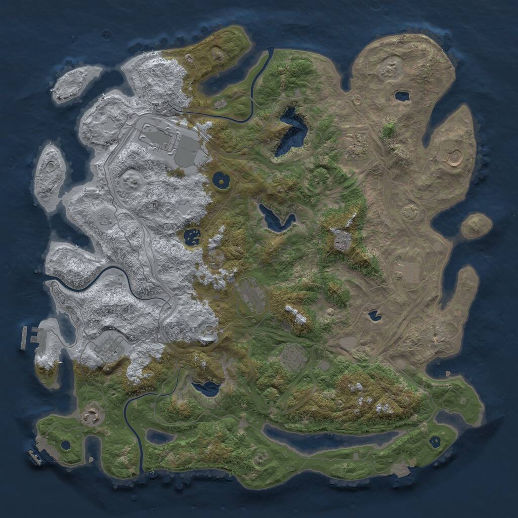 Rust Map: Procedural Map, Size: 4500, Seed: 330975, 16 Monuments