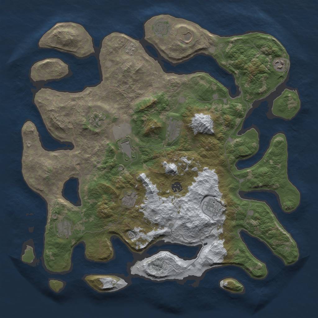 Rust Map: Barren, Size: 4500, Seed: 3230305, 14 Monuments