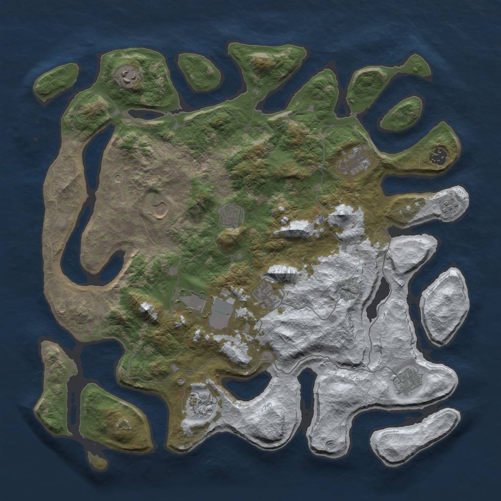 Rust Map: Barren, Size: 4500, Seed: 5755171, 13 Monuments