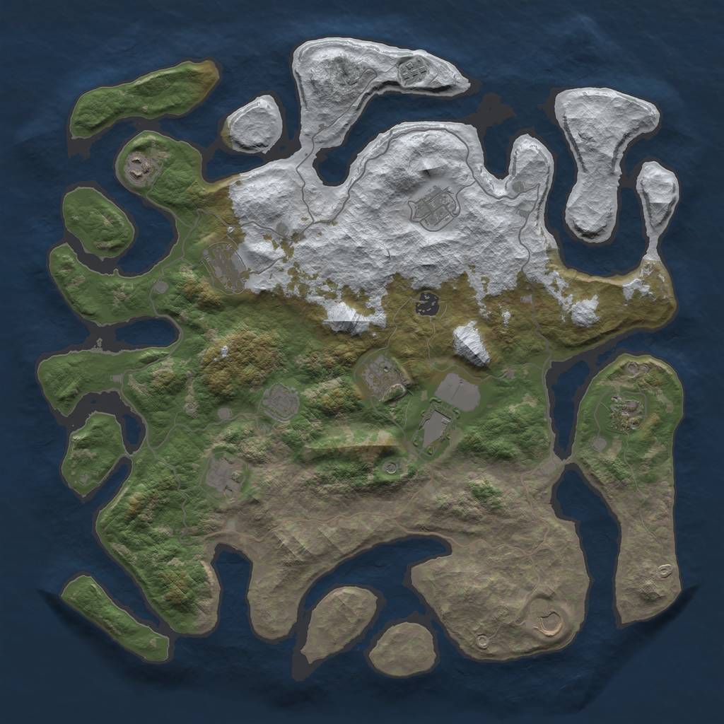 Rust Map: Barren, Size: 4500, Seed: 3046931, 14 Monuments