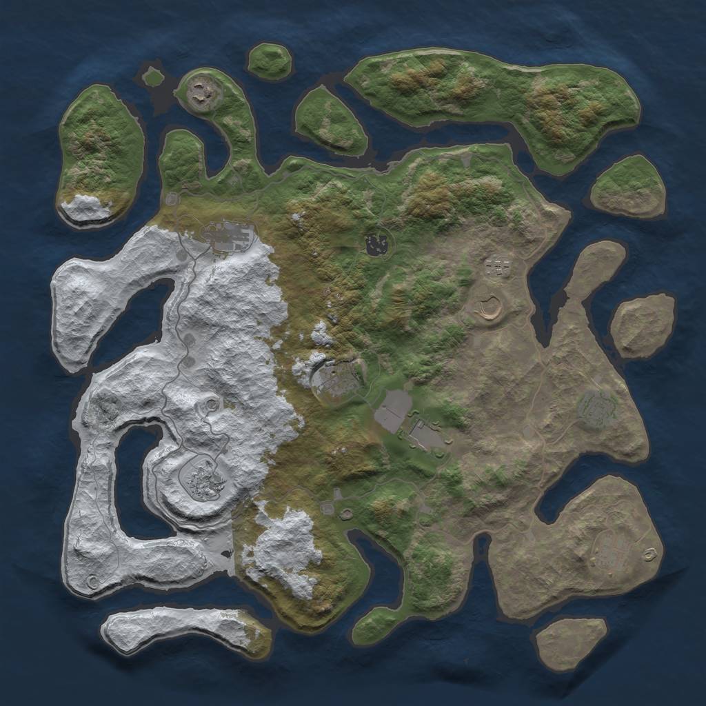 Rust Map: Barren, Size: 4500, Seed: 4139371, 13 Monuments