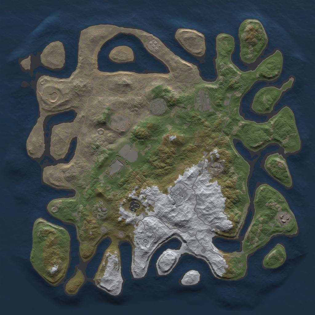 Rust Map: Barren, Size: 4500, Seed: 156230, 13 Monuments