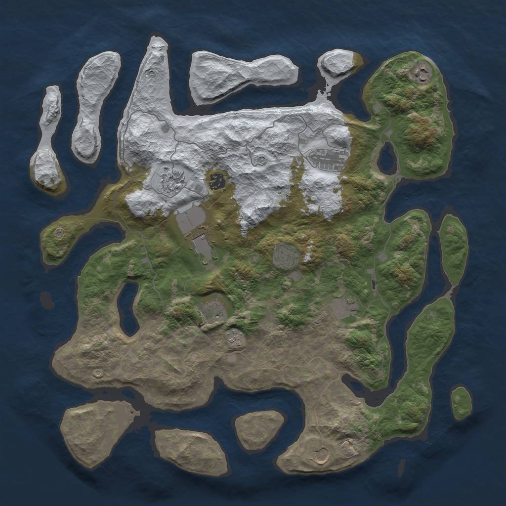 Rust Map: Barren, Size: 4500, Seed: 5431584, 13 Monuments