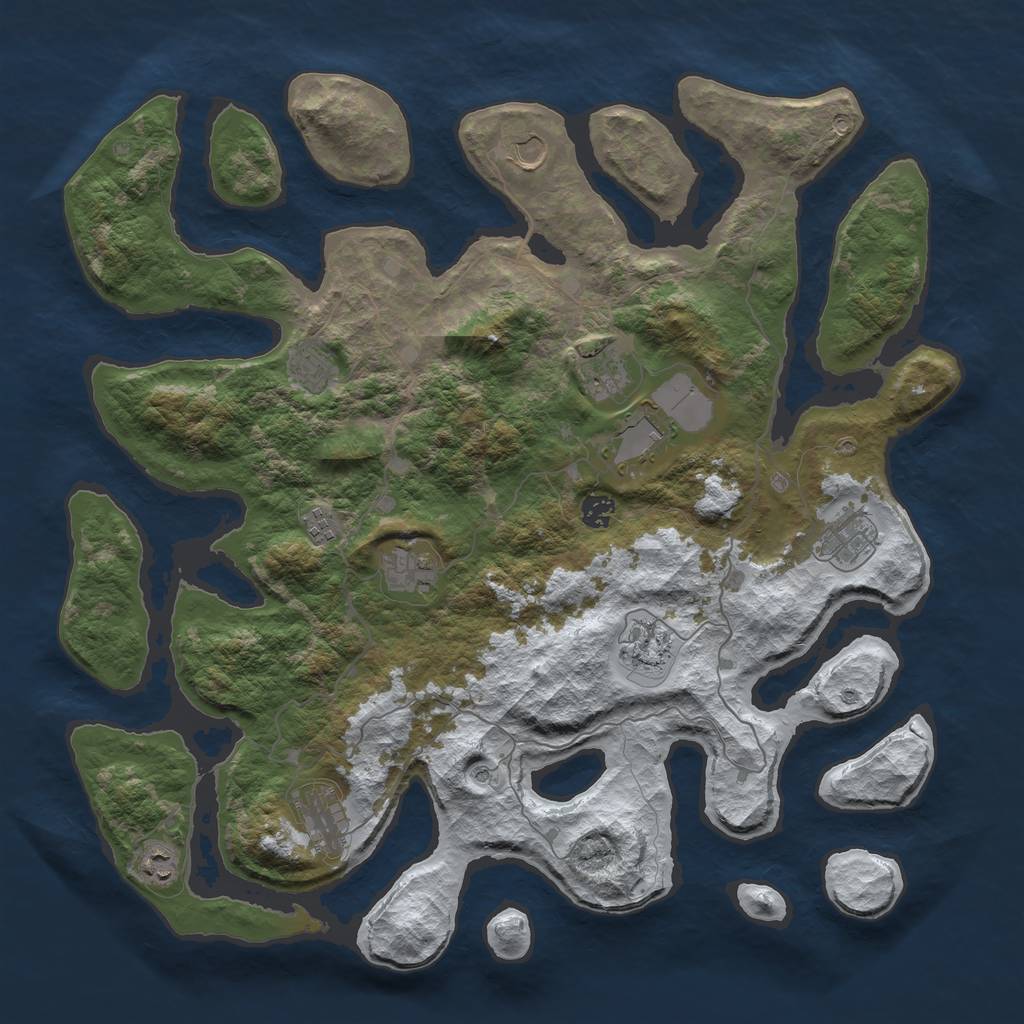 Rust Map: Barren, Size: 4500, Seed: 2513384, 14 Monuments