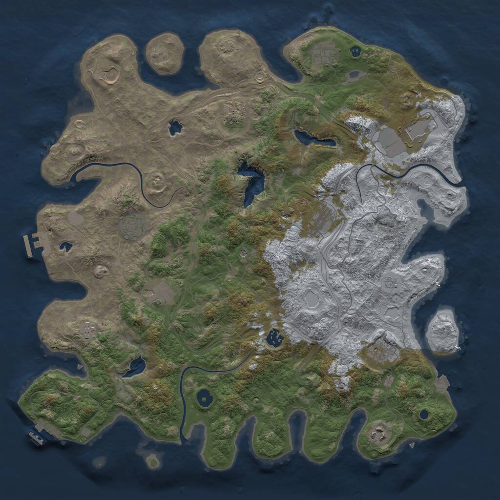 Rust Map: Procedural Map, Size: 4500, Seed: 3644592, 17 Monuments