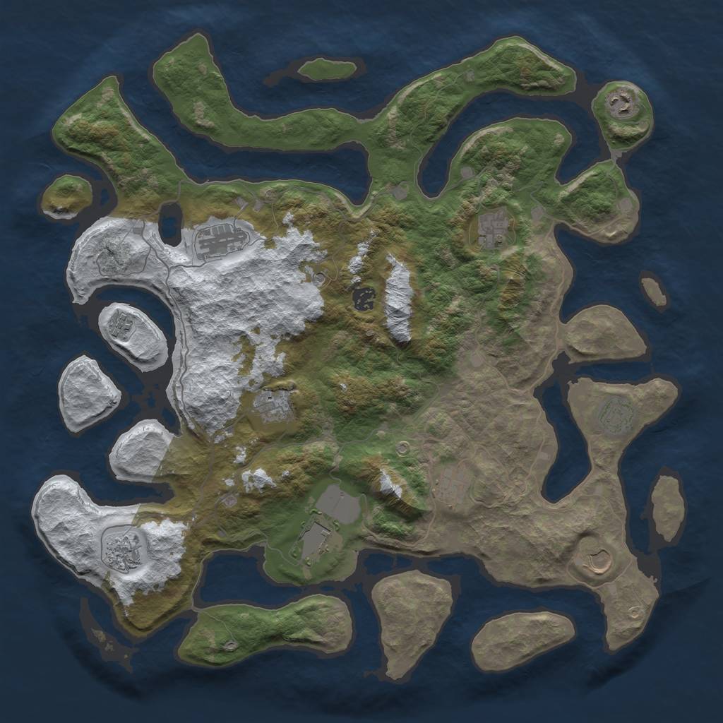 Rust Map: Barren, Size: 4500, Seed: 2981576, 14 Monuments