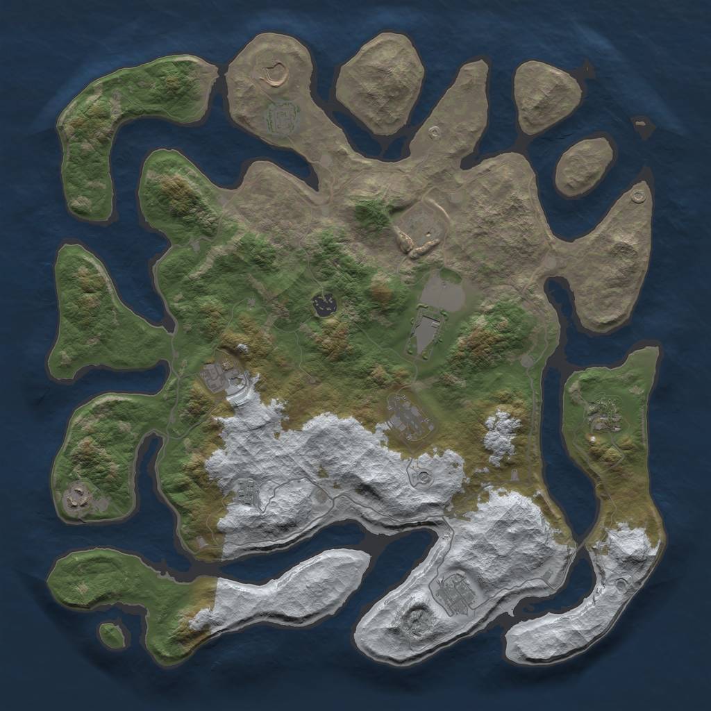 Rust Map: Barren, Size: 4500, Seed: 1437955, 14 Monuments