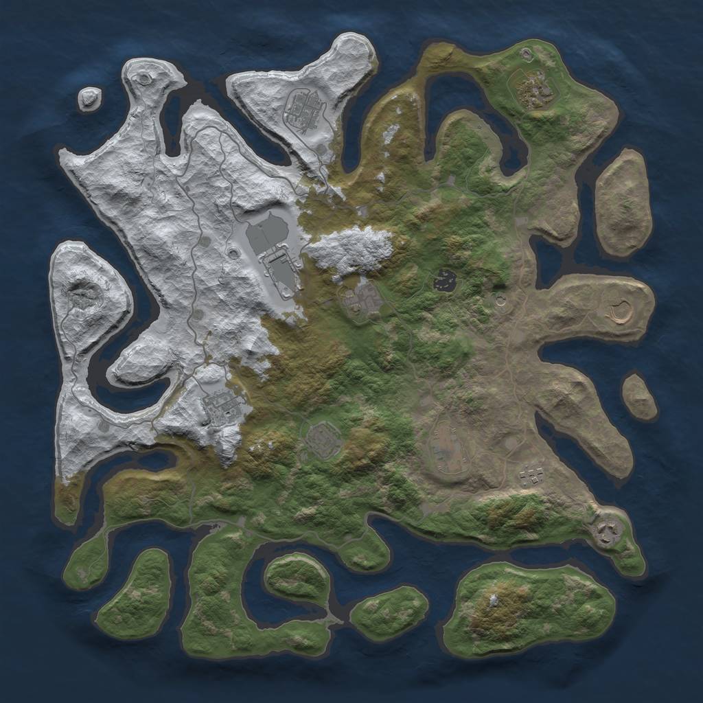 Rust Map: Barren, Size: 4500, Seed: 1759109, 14 Monuments