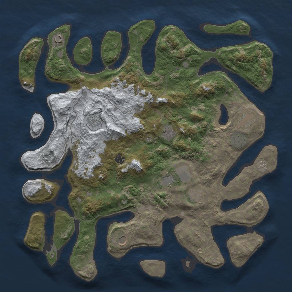 Rust Map: Barren, Size: 4500, Seed: 5383939, 13 Monuments
