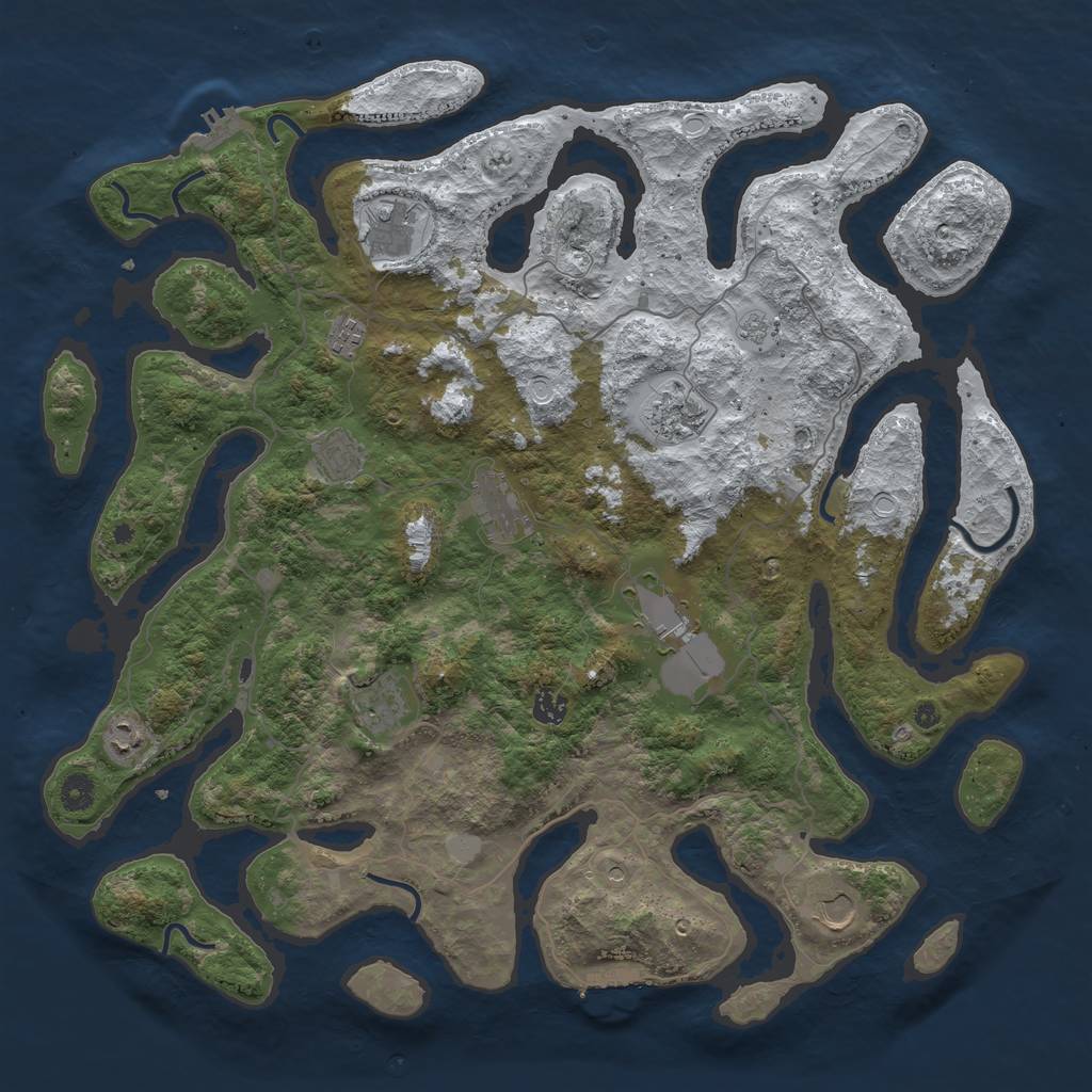 Rust Map: Procedural Map, Size: 4500, Seed: 6126441, 19 Monuments