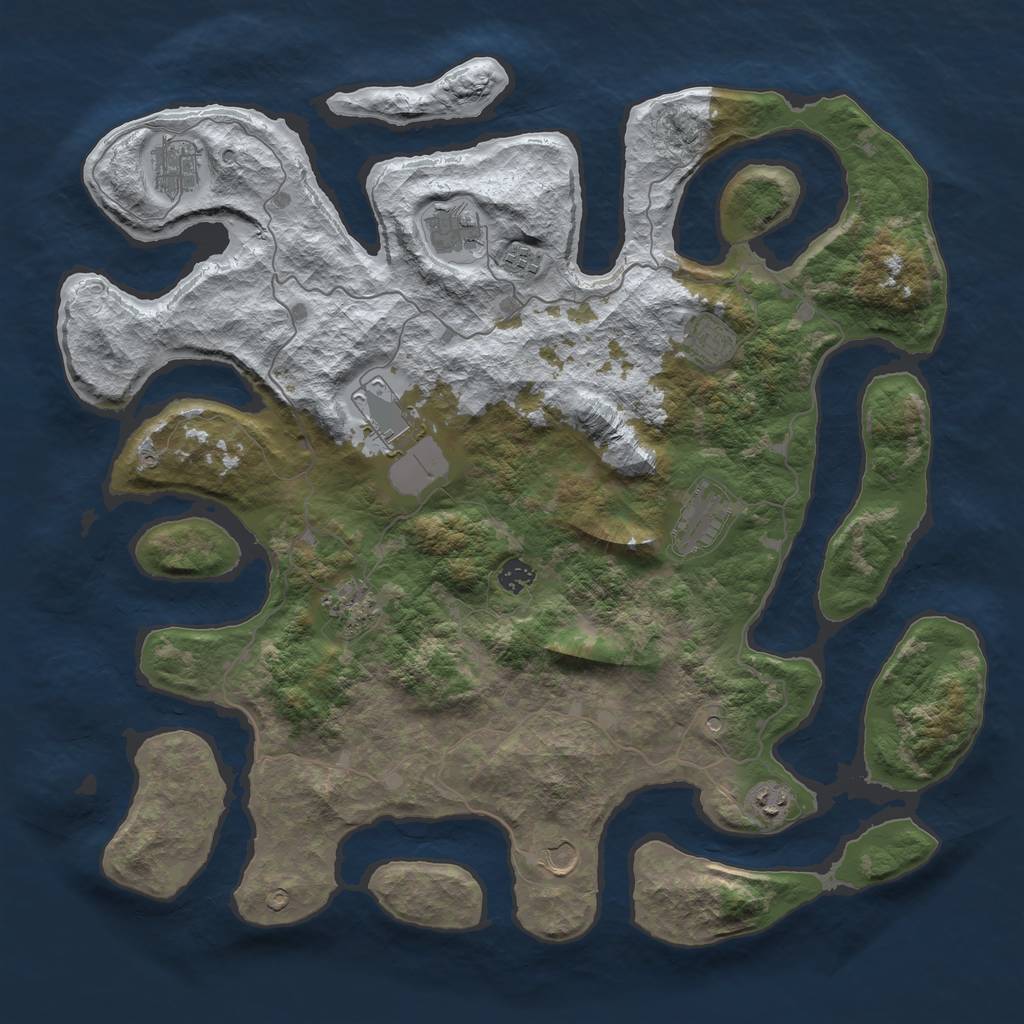 Rust Map: Barren, Size: 4500, Seed: 4447784, 13 Monuments