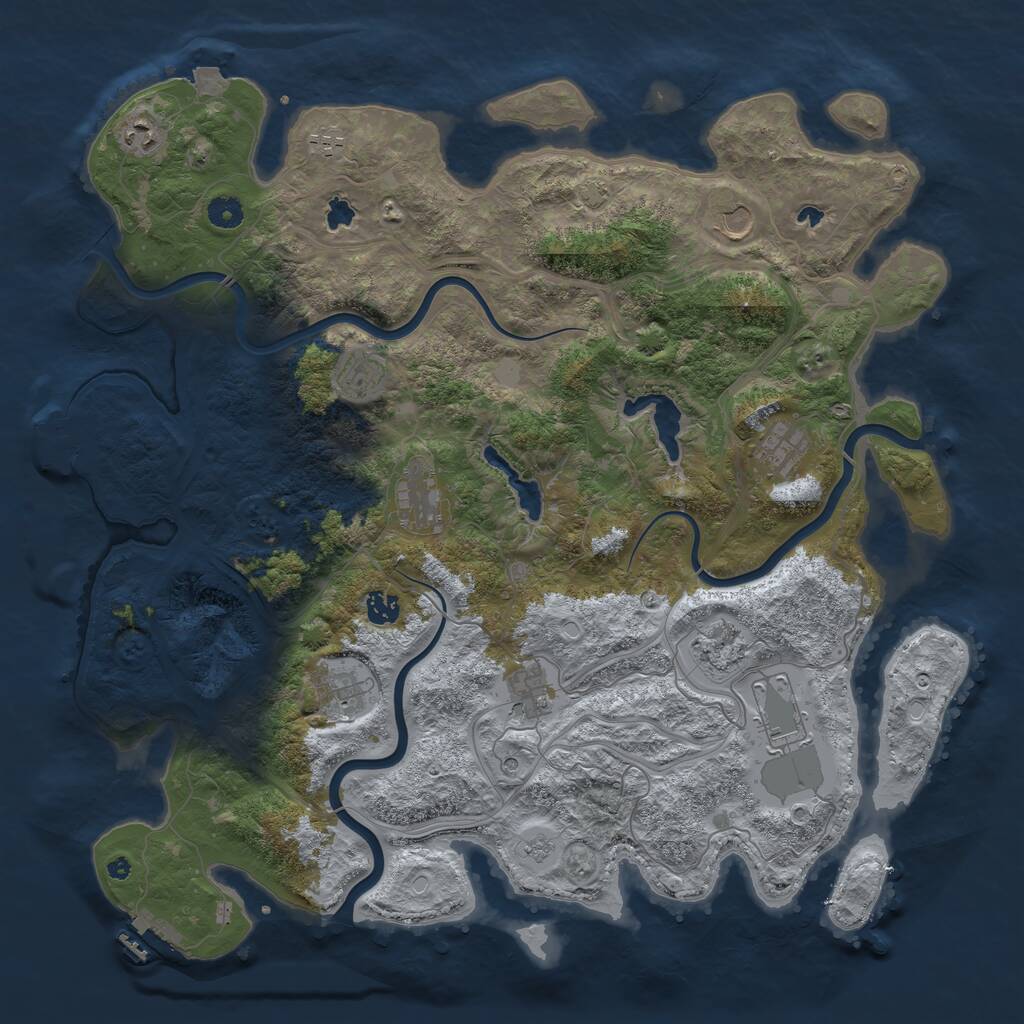 Rust Map: Procedural Map, Size: 4500, Seed: 5673683, 17 Monuments