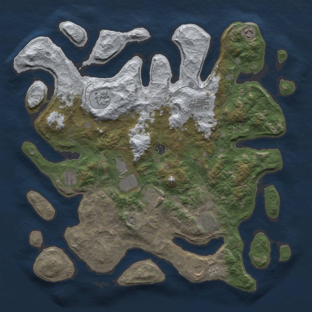 Rust Map: Barren, Size: 4500, Seed: 3463565, 13 Monuments