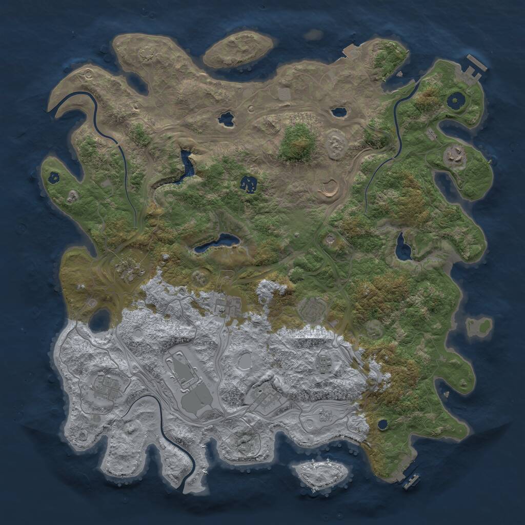 Rust Map: Procedural Map, Size: 4500, Seed: 1492300, 16 Monuments