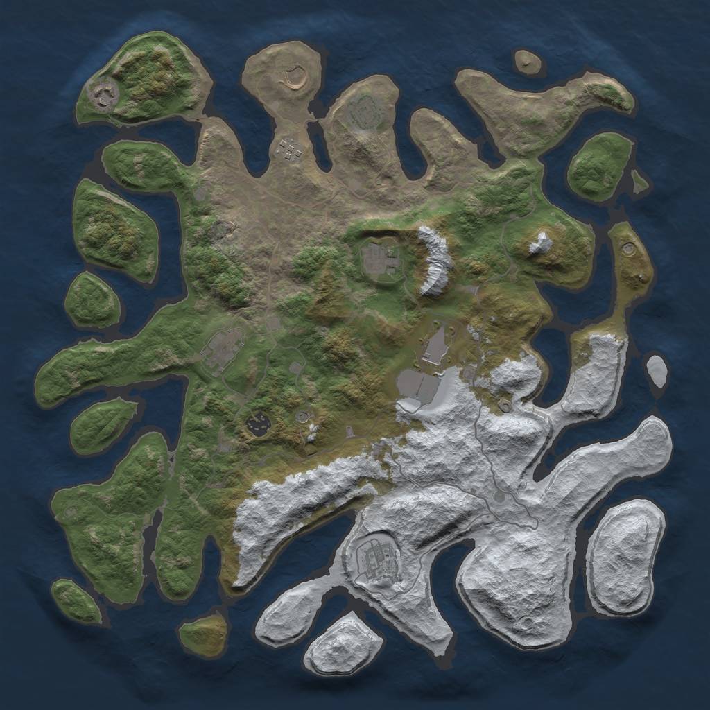 Rust Map: Barren, Size: 4500, Seed: 449371, 12 Monuments