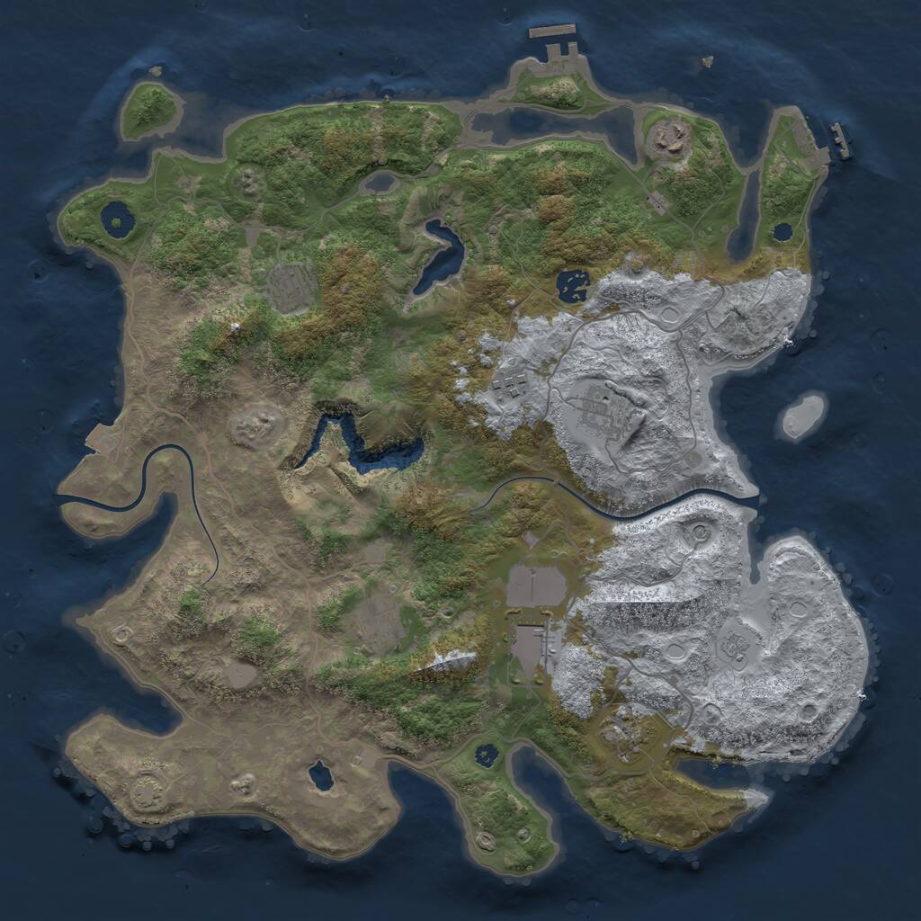 Rust Map: Procedural Map, Size: 4000, Seed: 713005, 14 Monuments