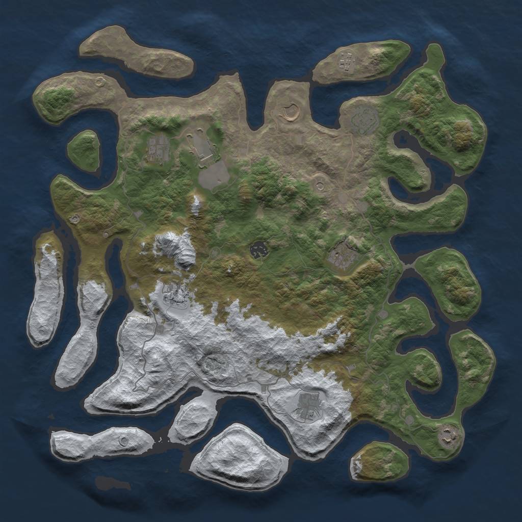 Rust Map: Barren, Size: 4500, Seed: 4090594, 13 Monuments