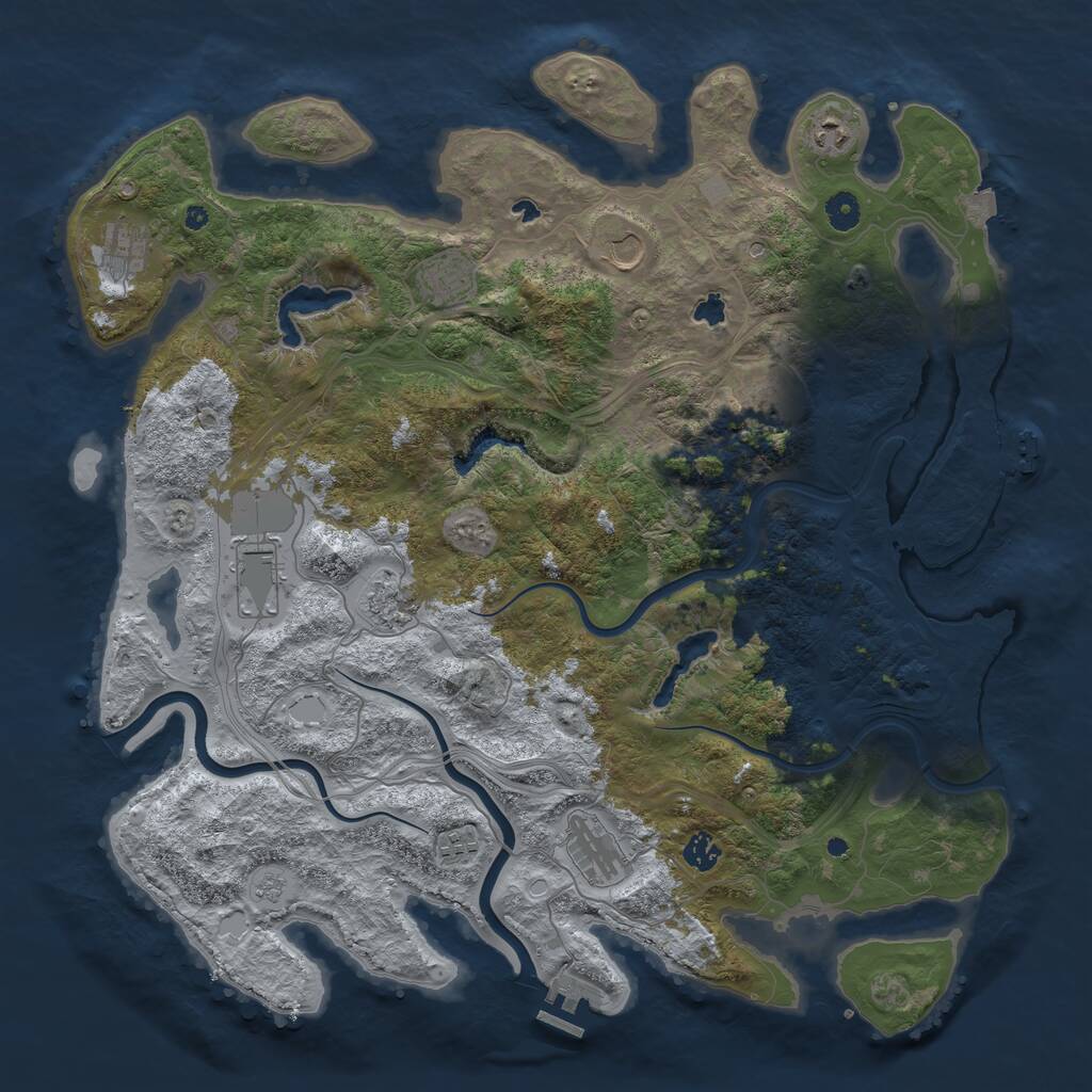 Rust Map: Procedural Map, Size: 4500, Seed: 2473726, 16 Monuments