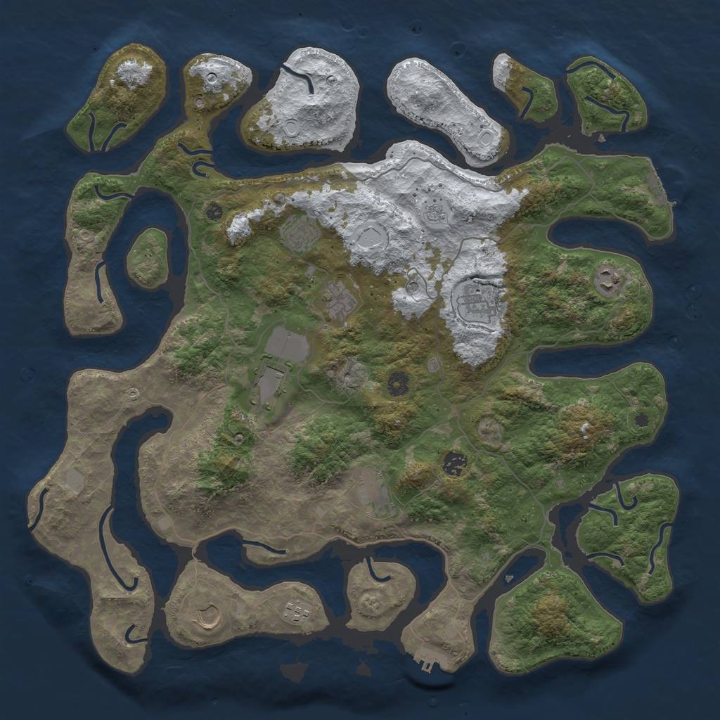 Rust Map: Procedural Map, Size: 4500, Seed: 4807928, 18 Monuments