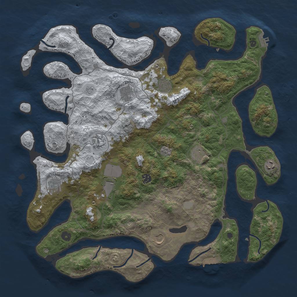 Rust Map: Procedural Map, Size: 4500, Seed: 4876422, 19 Monuments