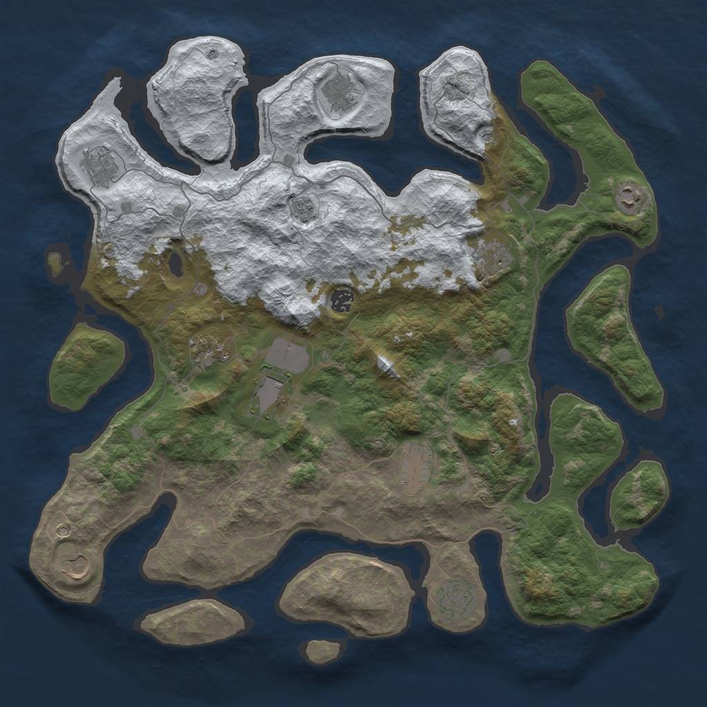 Rust Map: Barren, Size: 4500, Seed: 83542, 14 Monuments
