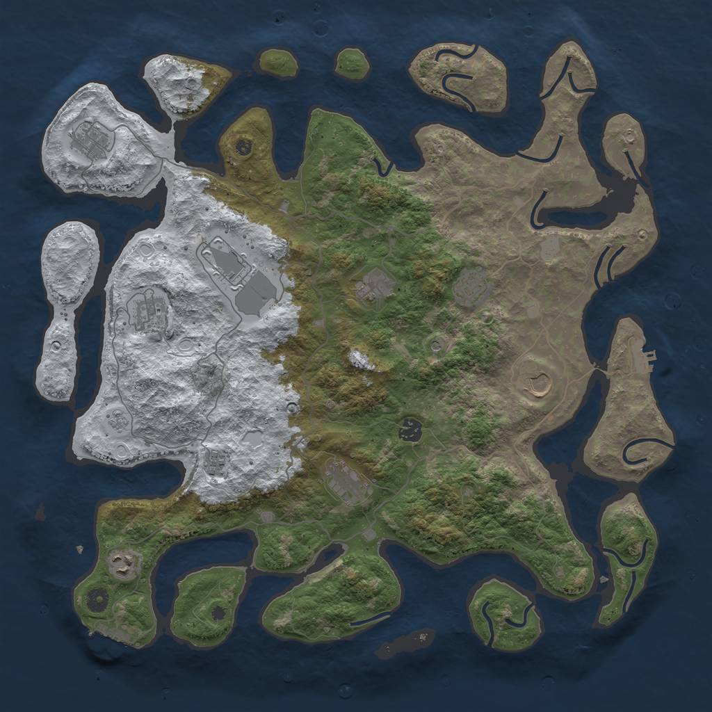 Rust Map: Procedural Map, Size: 4500, Seed: 4205866, 19 Monuments