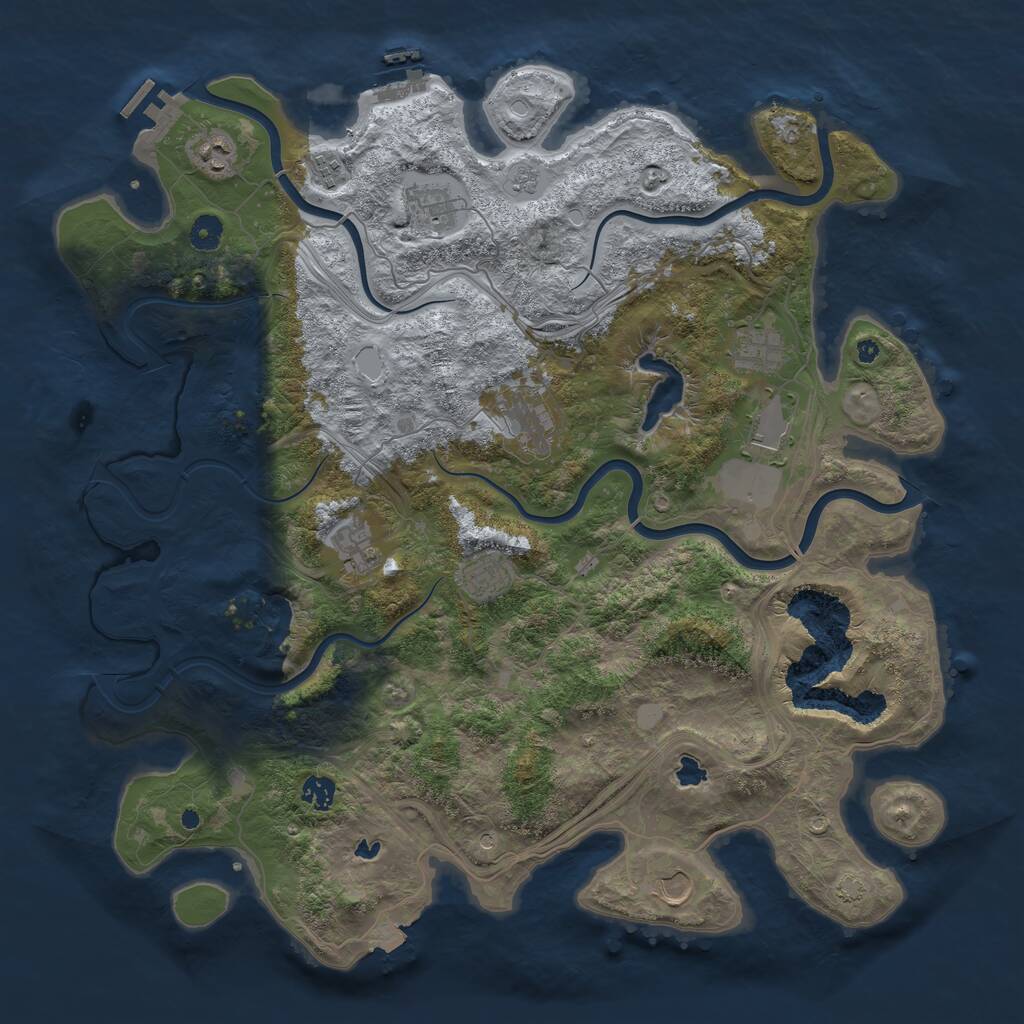 Rust Map: Procedural Map, Size: 4500, Seed: 2561085, 16 Monuments