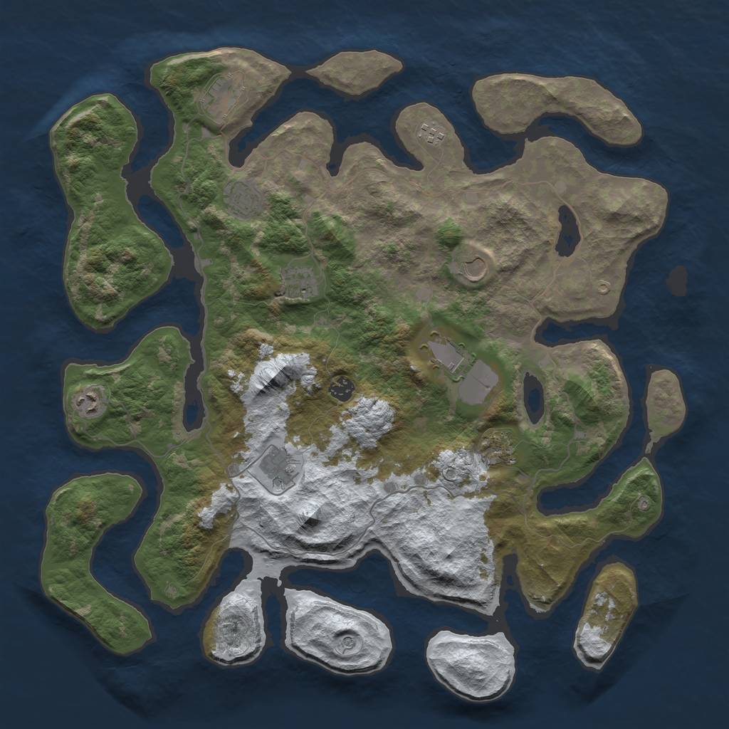 Rust Map: Barren, Size: 4500, Seed: 3383948, 13 Monuments