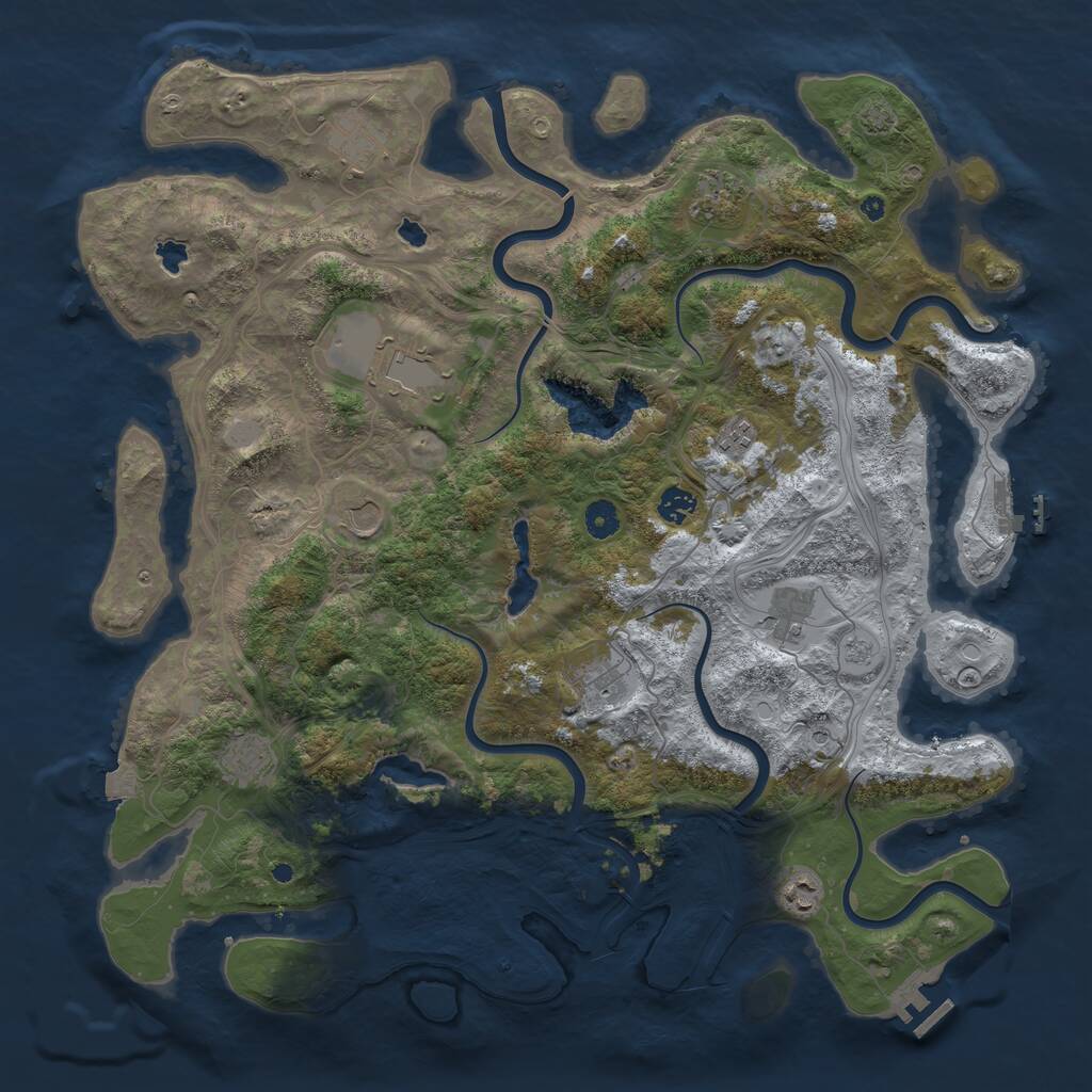 Rust Map: Procedural Map, Size: 4500, Seed: 3602906, 16 Monuments