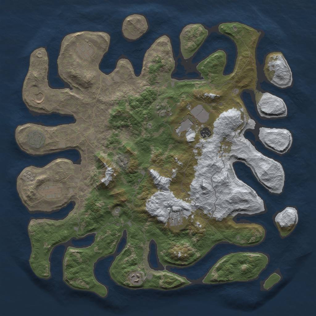 Rust Map: Barren, Size: 4500, Seed: 5186006, 13 Monuments