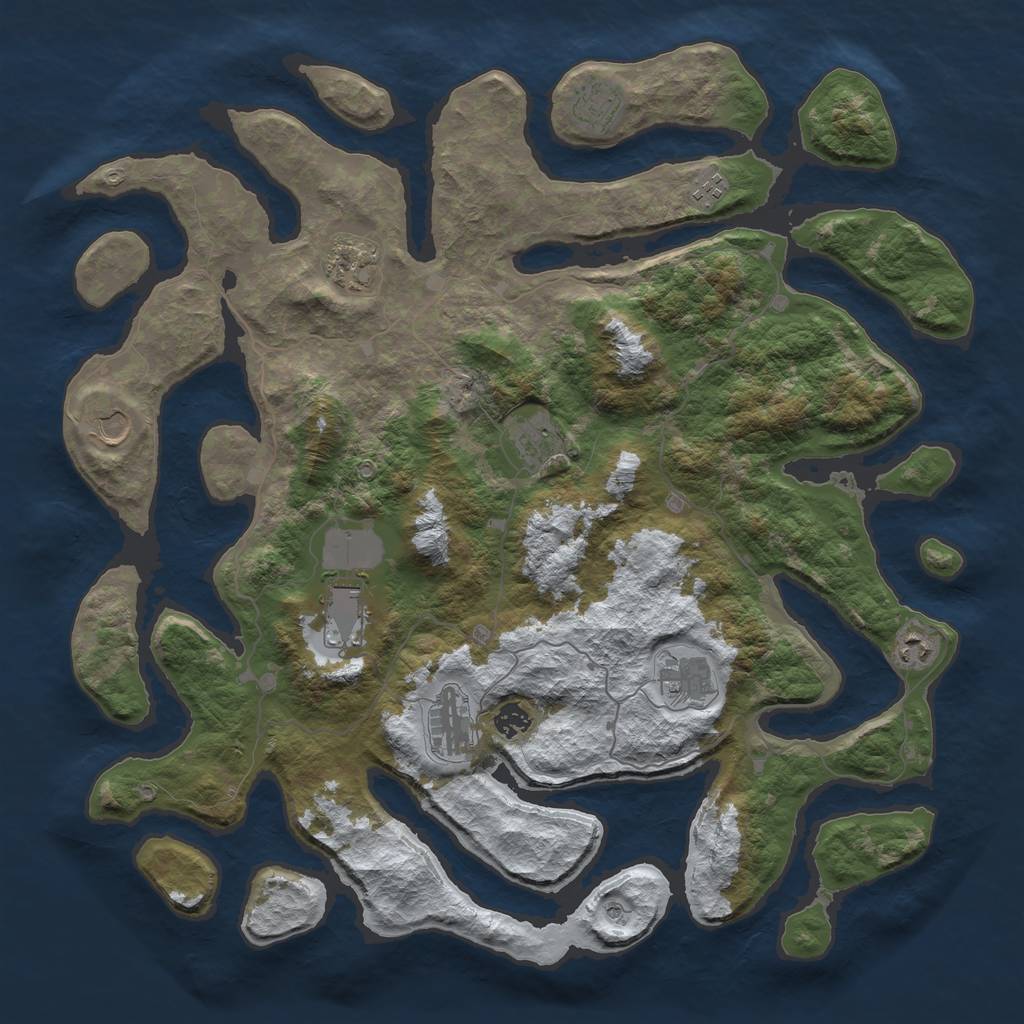 Rust Map: Barren, Size: 4500, Seed: 5710715, 13 Monuments