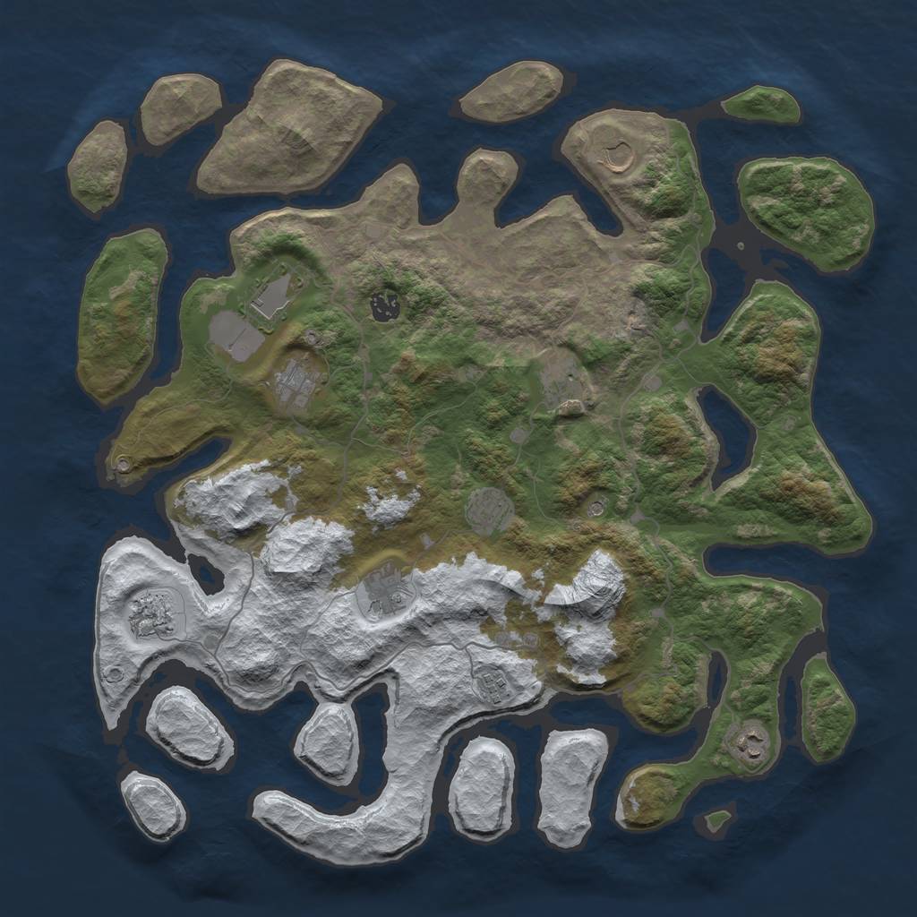 Rust Map: Barren, Size: 4500, Seed: 2295298, 13 Monuments