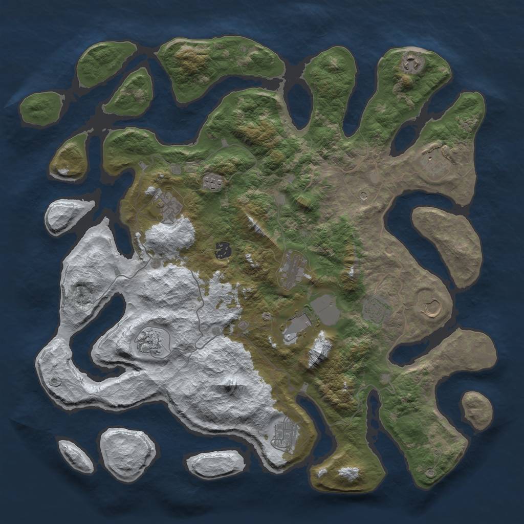 Rust Map: Barren, Size: 4500, Seed: 3031768, 14 Monuments