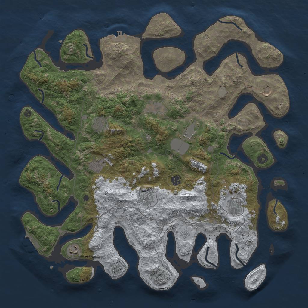 Rust Map: Procedural Map, Size: 4500, Seed: 229713, 19 Monuments
