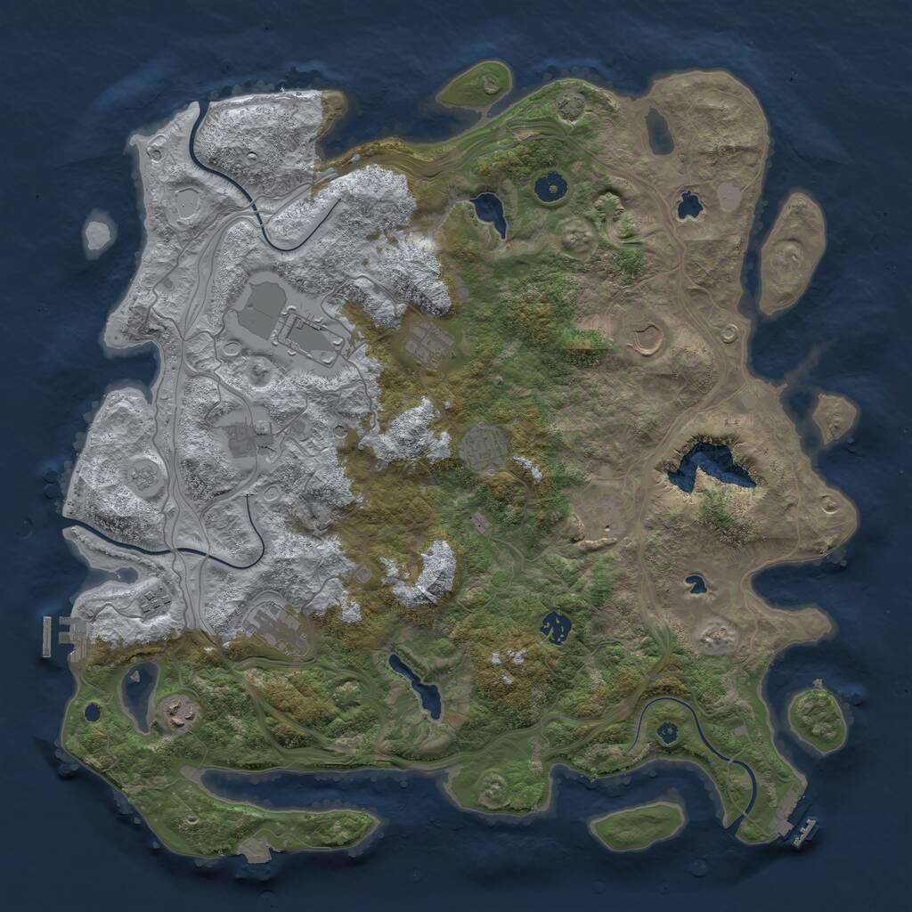 Rust Map: Procedural Map, Size: 4500, Seed: 5105034, 16 Monuments