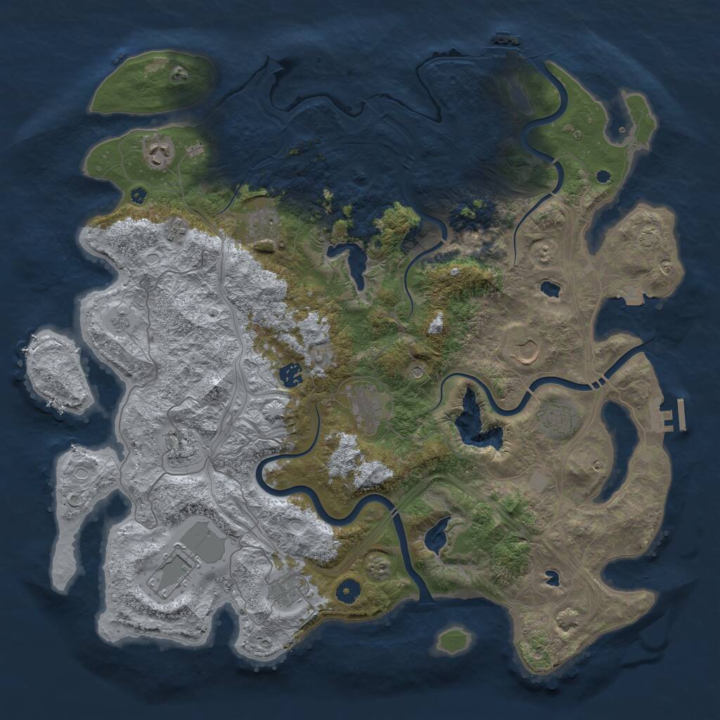 Rust Map: Procedural Map, Size: 4500, Seed: 4270879, 16 Monuments
