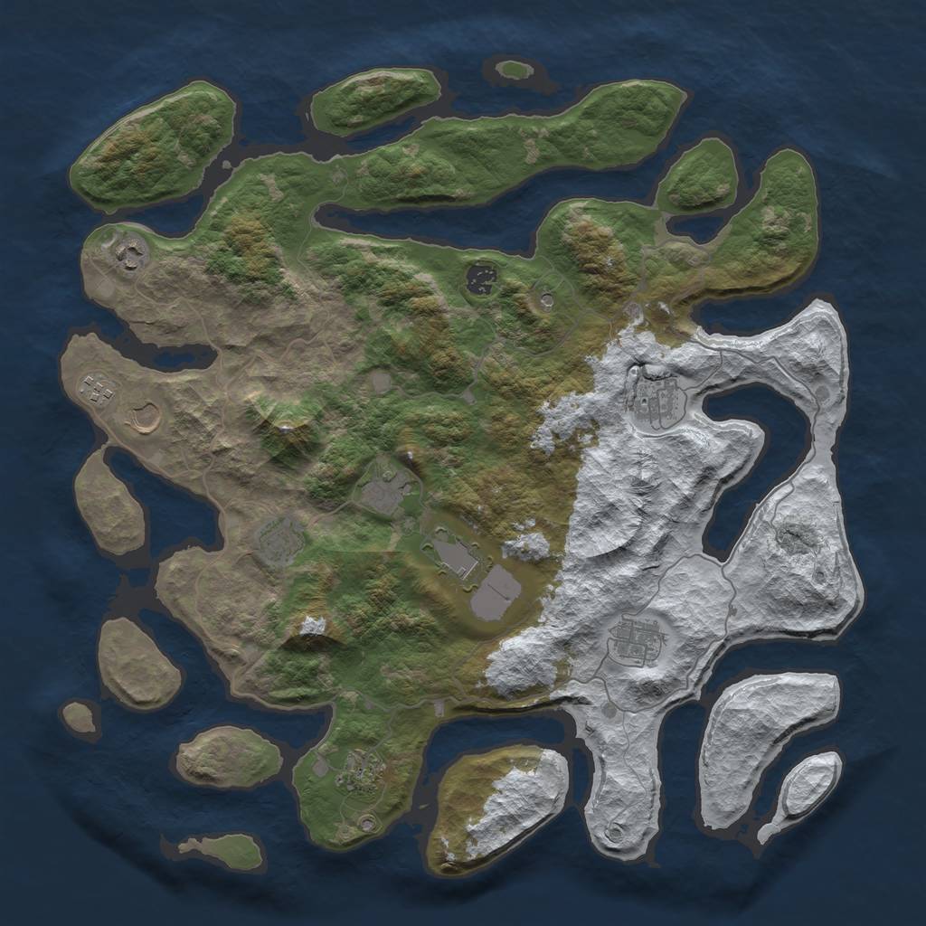 Rust Map: Barren, Size: 4500, Seed: 589215, 13 Monuments