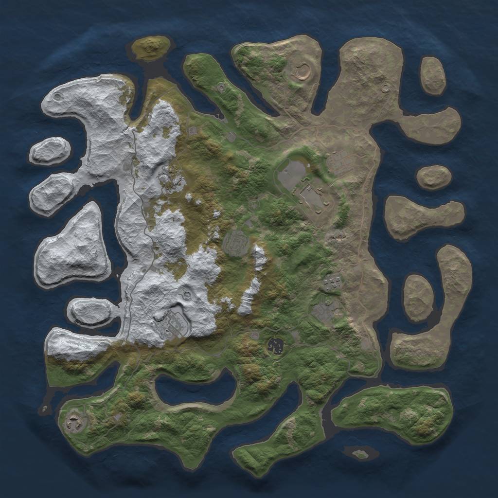 Rust Map: Barren, Size: 4500, Seed: 2753793, 13 Monuments