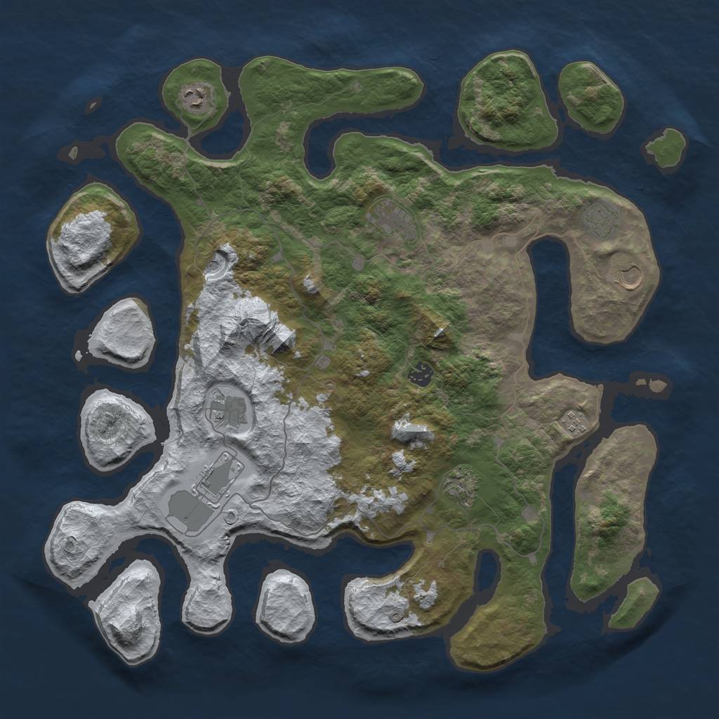 Rust Map: Barren, Size: 4500, Seed: 2340698, 12 Monuments