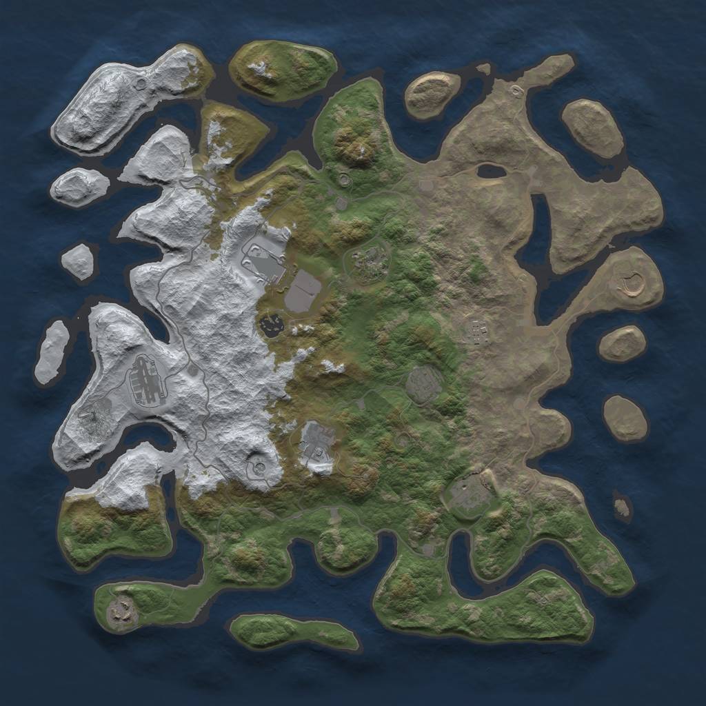 Rust Map: Barren, Size: 4500, Seed: 5404222, 13 Monuments