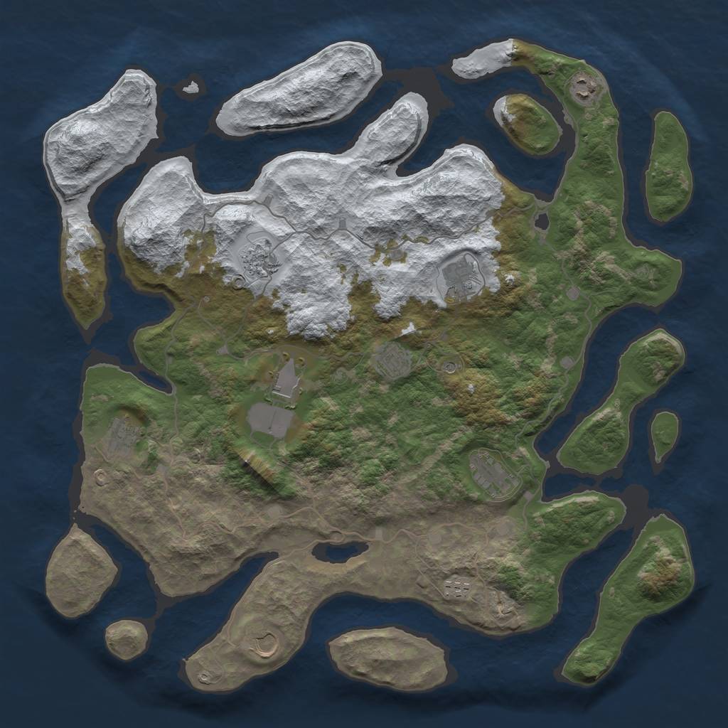 Rust Map: Barren, Size: 4500, Seed: 6397104, 12 Monuments