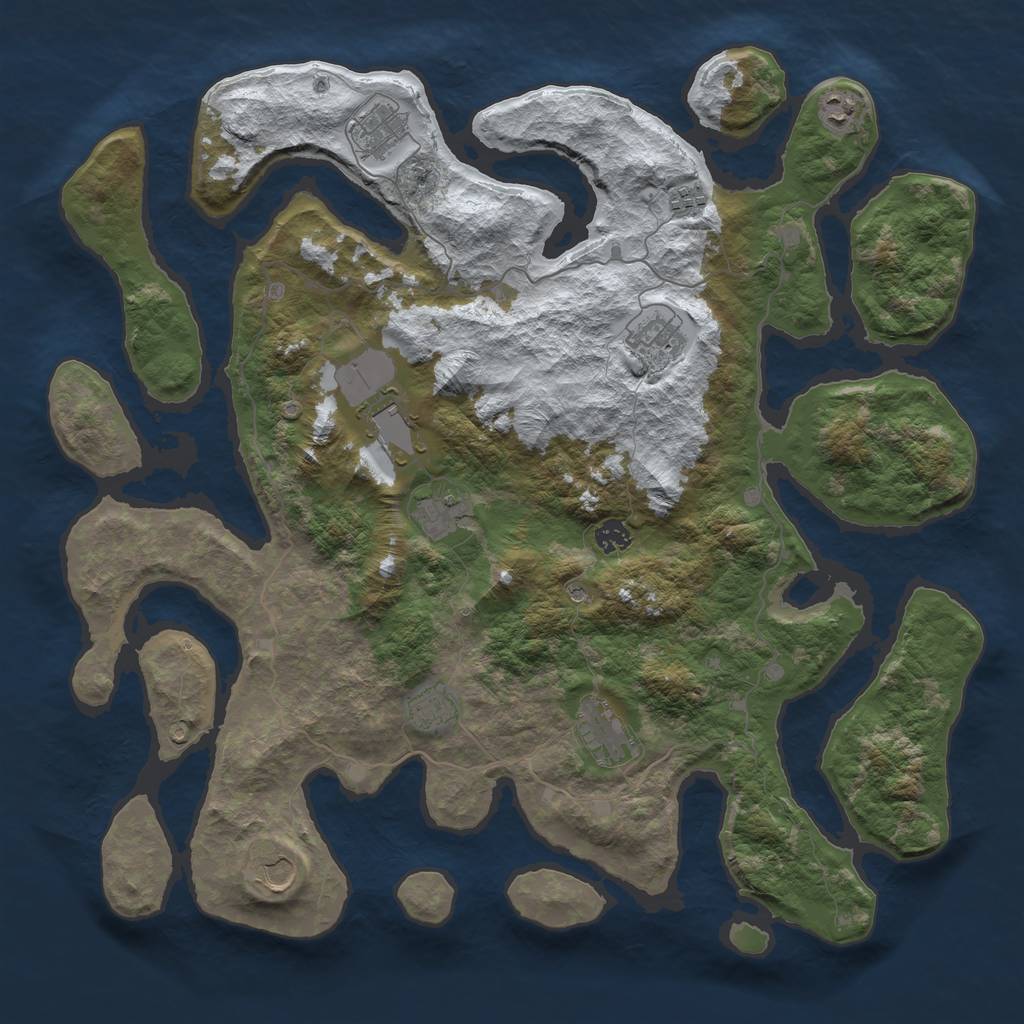 Rust Map: Barren, Size: 4500, Seed: 6203643, 13 Monuments