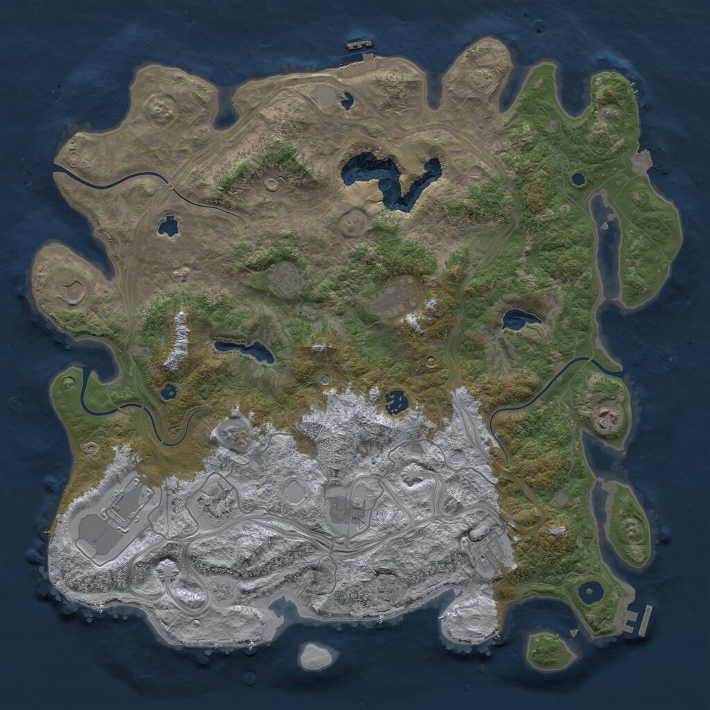Rust Map: Procedural Map, Size: 4500, Seed: 833285, 16 Monuments