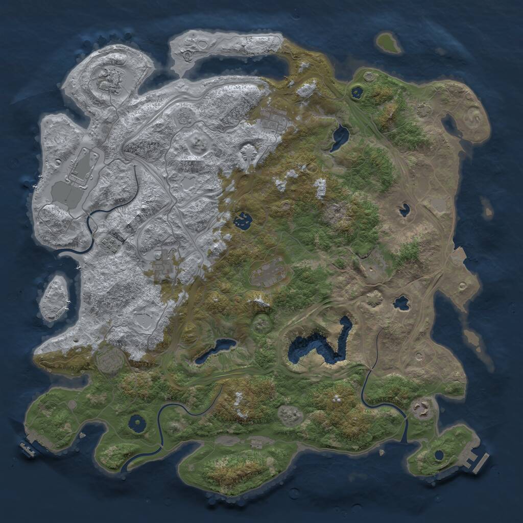 Rust Map: Procedural Map, Size: 4500, Seed: 6244058, 16 Monuments