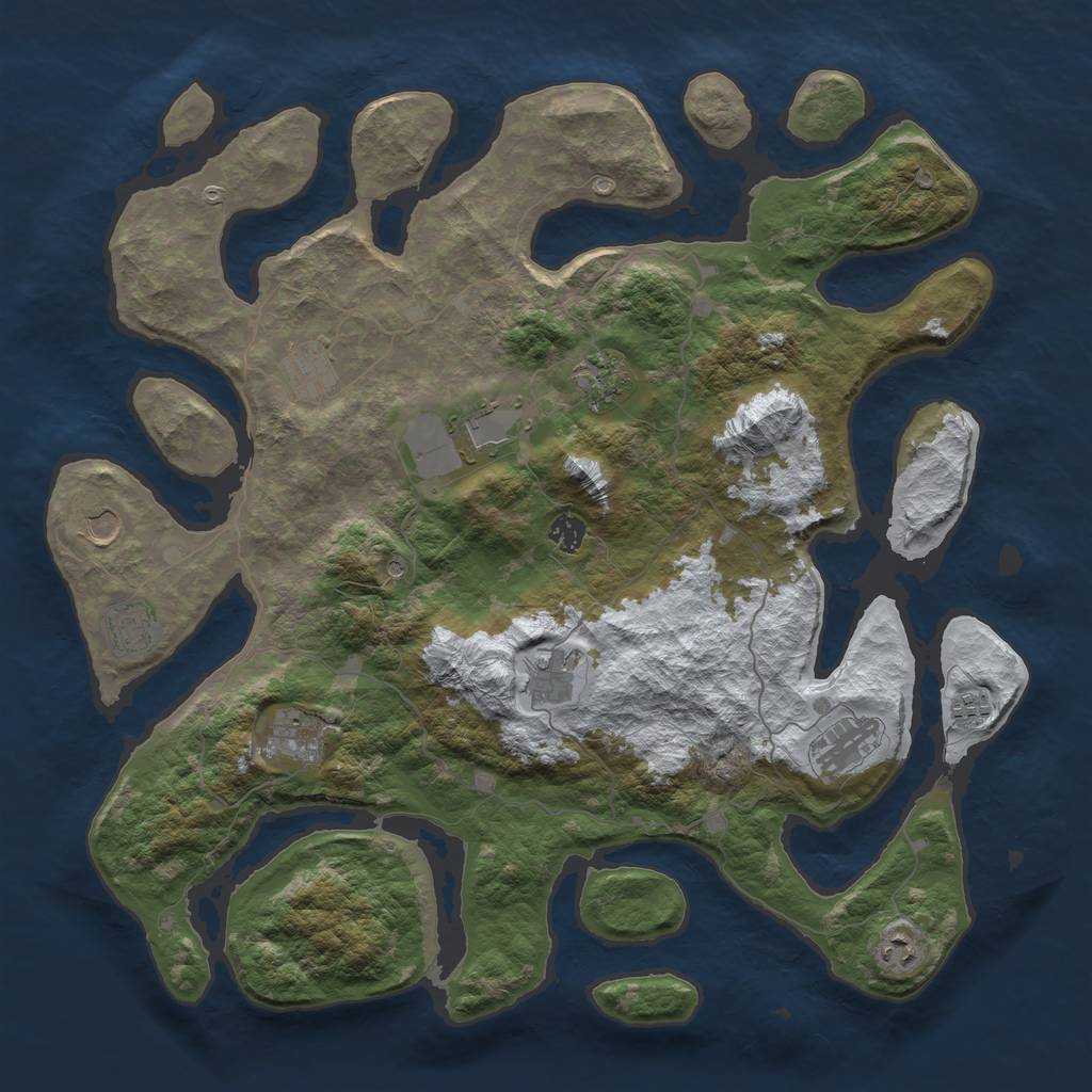 Rust Map: Barren, Size: 4500, Seed: 4693910, 14 Monuments