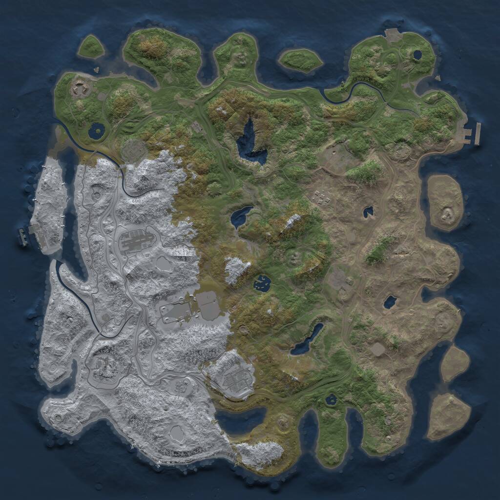 Rust Map: Procedural Map, Size: 4500, Seed: 3093660, 16 Monuments