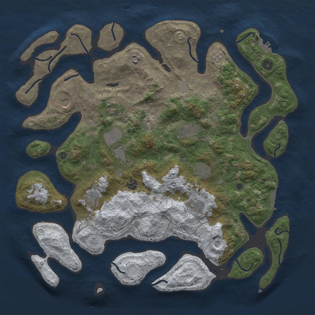 Rust Map: Procedural Map, Size: 4500, Seed: 2476030, 19 Monuments