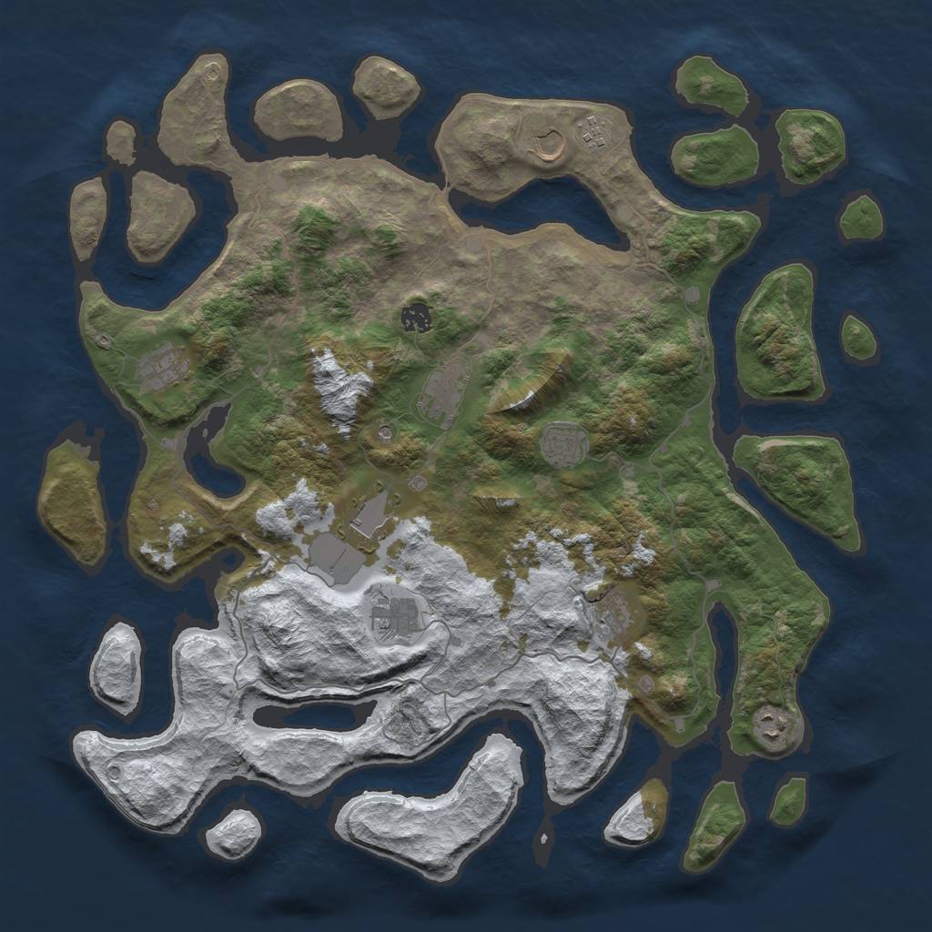 Rust Map: Barren, Size: 4500, Seed: 4655970, 13 Monuments