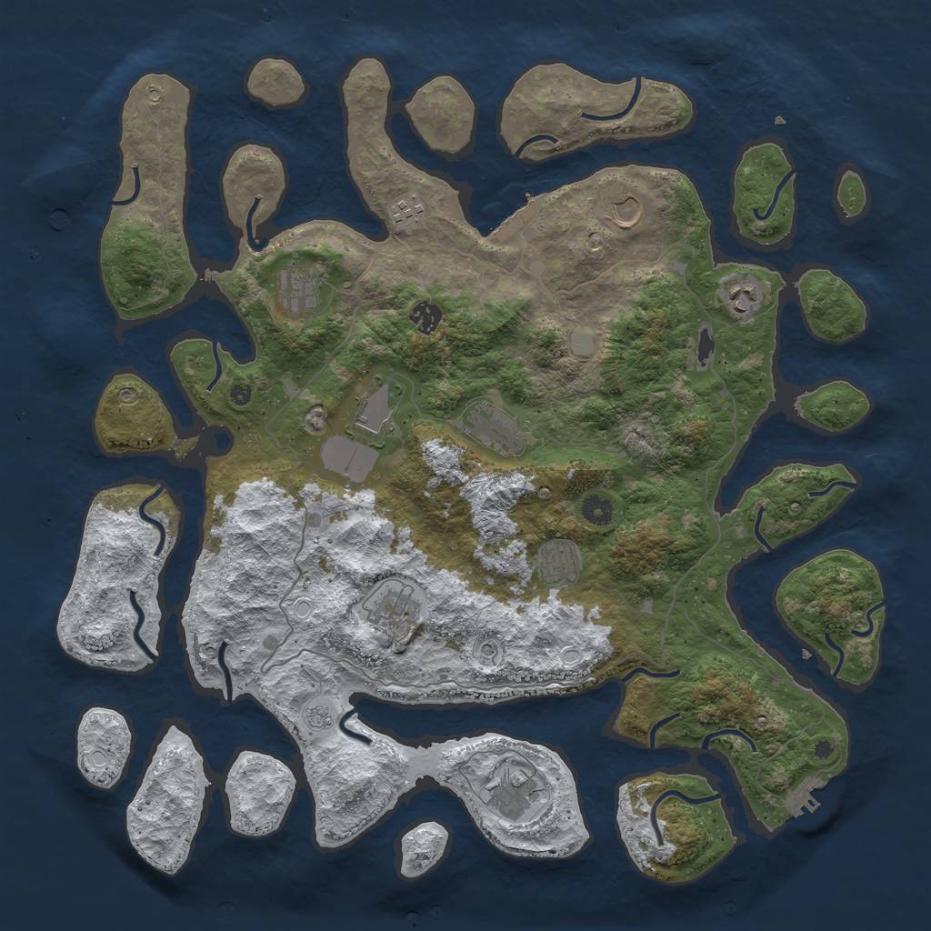 Rust Map: Procedural Map, Size: 4500, Seed: 2039948, 19 Monuments