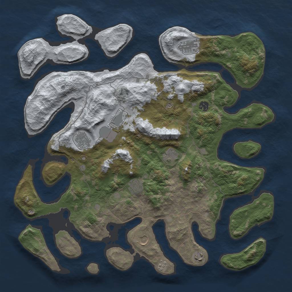 Rust Map: Barren, Size: 4500, Seed: 2376758, 12 Monuments